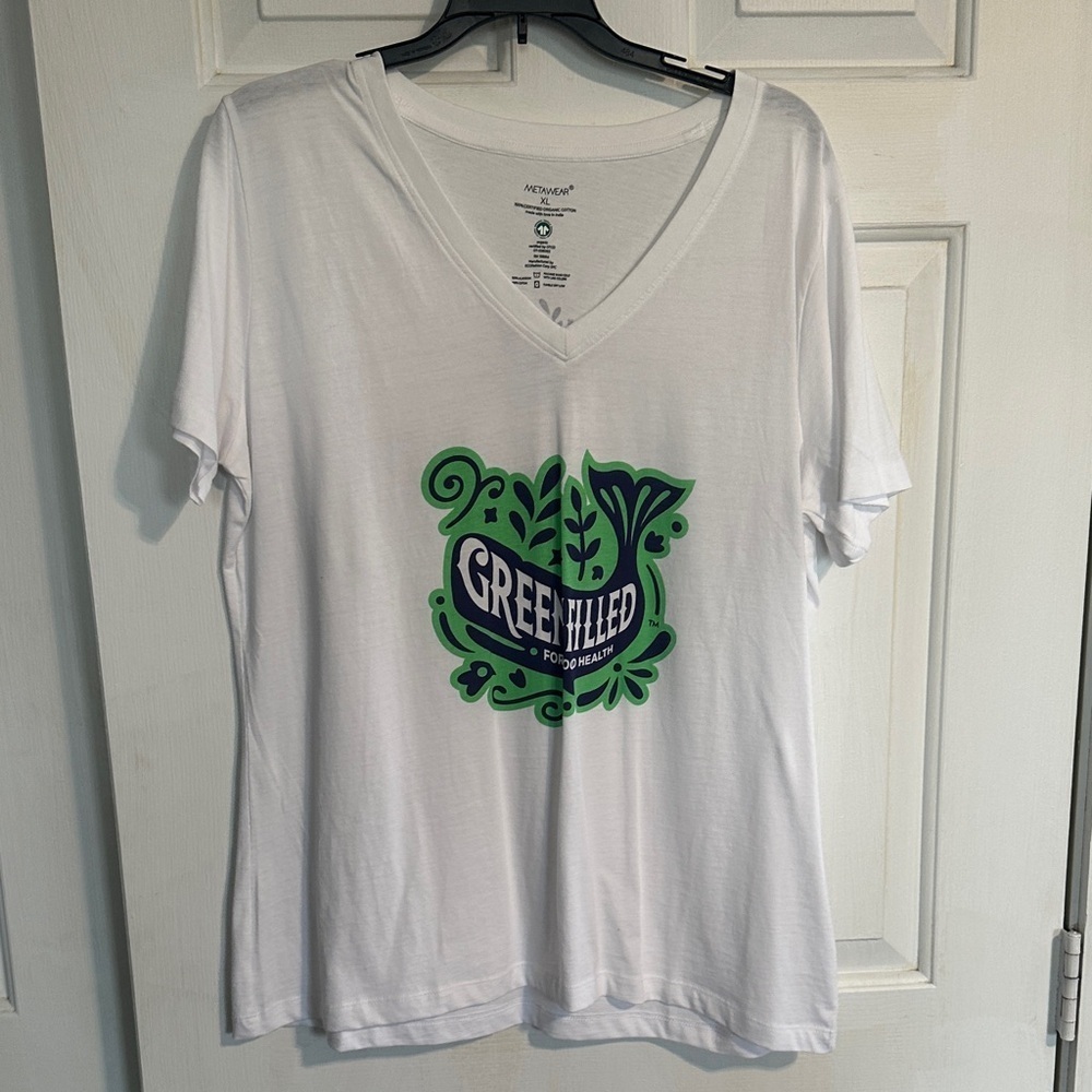Women’s XL white tshirt greenfield for good health